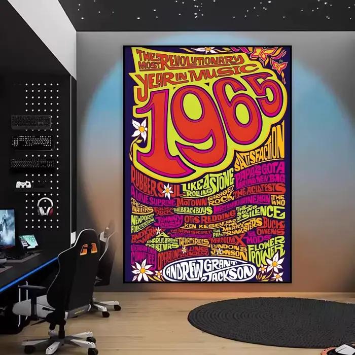Woodstock Rock Festival peinture calligraphie HD toile affiche sans plis étanche tous les espaces dé