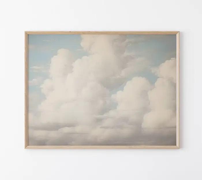 Affiche de nuage Pastel Vintage, beau paysage de ciel, peinture sur toile, Art Mural abstrait pour p