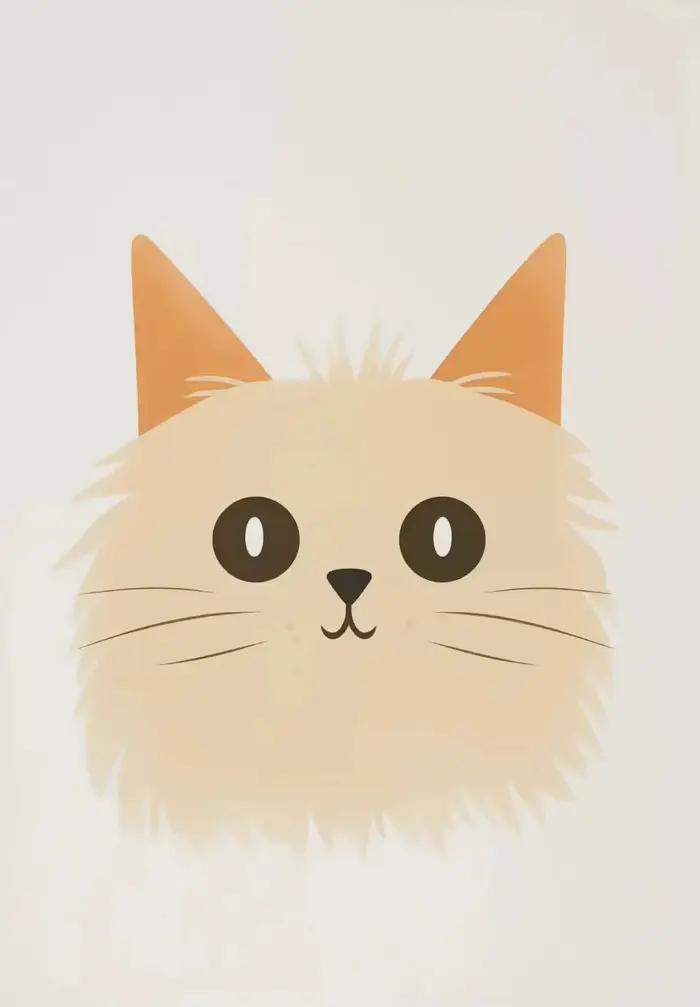 Affiche d'art minimaliste de chat mignon, peinture sur toile d'animal de dessin animé moderne, impre