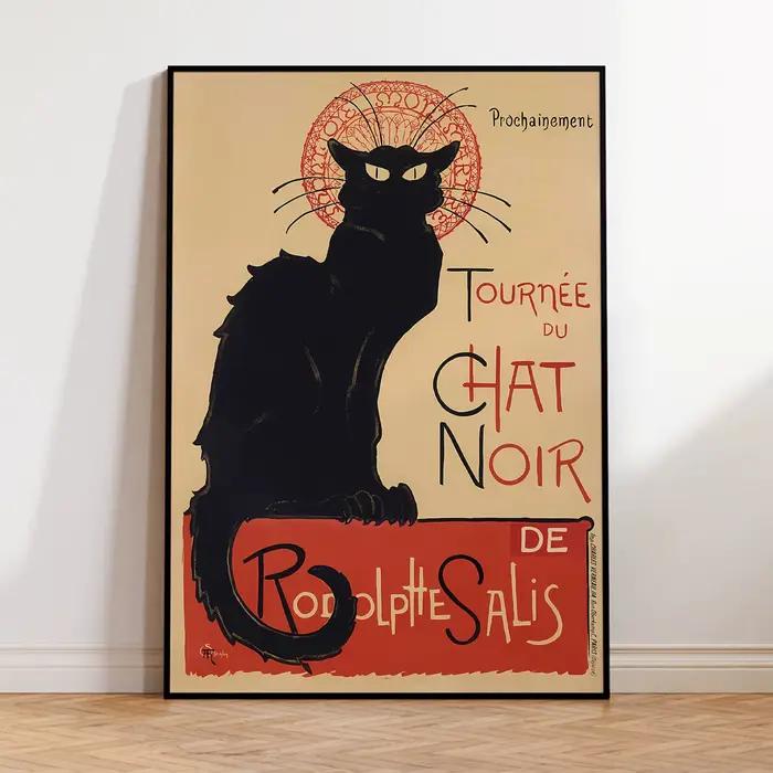 Affiche française Vintage Chat Noir moderne, chat noir, imprimés d'art muraux, peinture sur toile, i