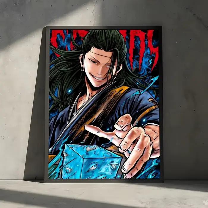 Affiche murale en toile de coton avec calligraphie, peinture Anime J-jujutsu Kaisen, décoration de h