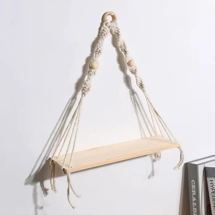 Étagère suspendue en macramé, décoration murale Boho pour chambre à coucher, 1 pièce, étagères flott