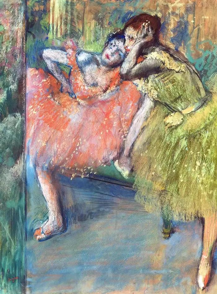 Affiche vintage Edgar Degas : Portrait de danseuse impressionniste, œuvre d'art sur toile, peinture 