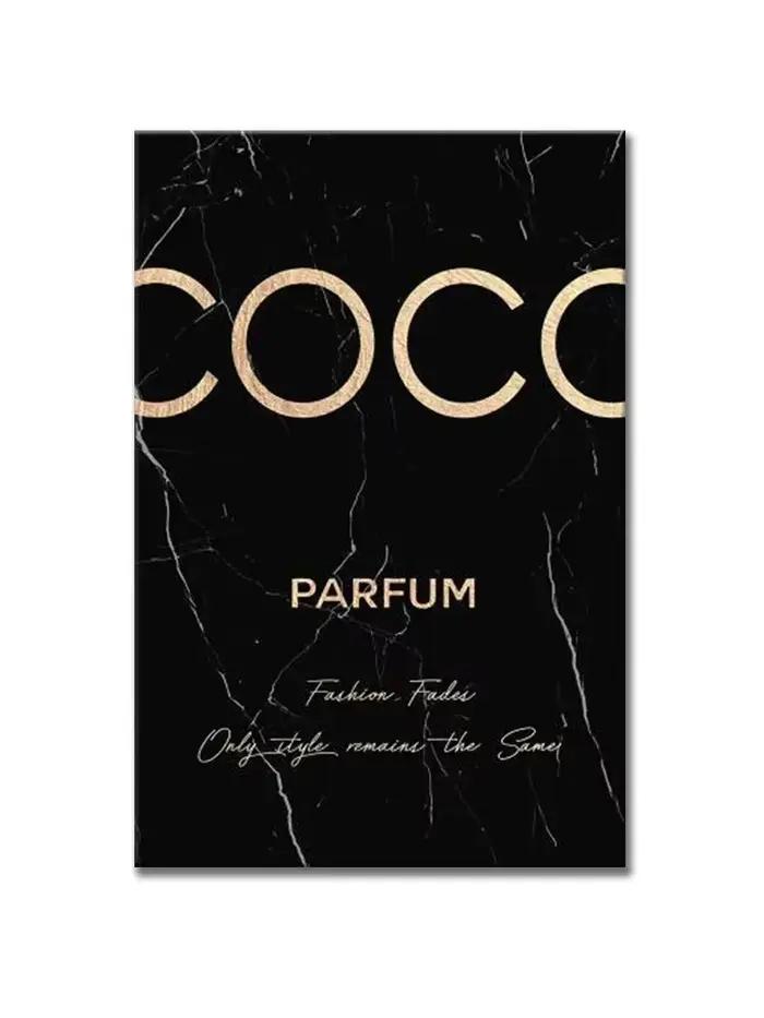 Affiches et impressions de bouteille de parfum COCO noir et or, peinture murale de luxe, décoration 