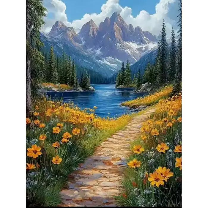 Peinture par numéros 40x50cm, dessin d'arbre sur toile, art peint à la main, cadeau, kits de peintur