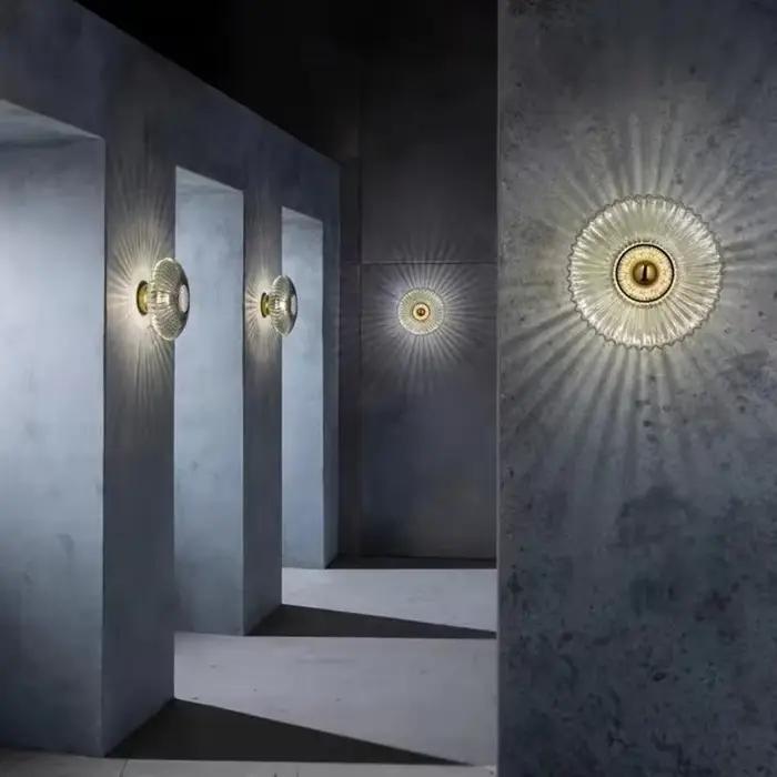 Appliques murales LED nordiques en verre ondulé, luminaires décoratifs pour couloir, allée, escalier