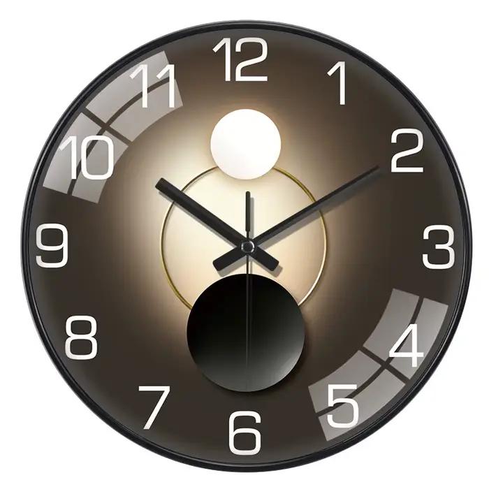 Horloge murale géométrique artistique, cadre noir et rose doré, horloge silencieuse à quartz, cadran