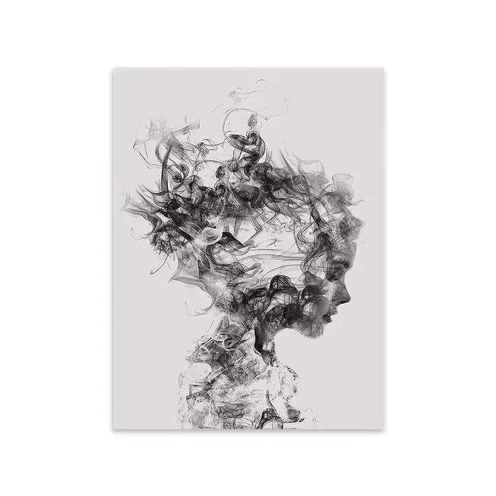 Affiche de plumes abstraites noires et blanches, peinture sur toile imprimée, images d'art murales n
