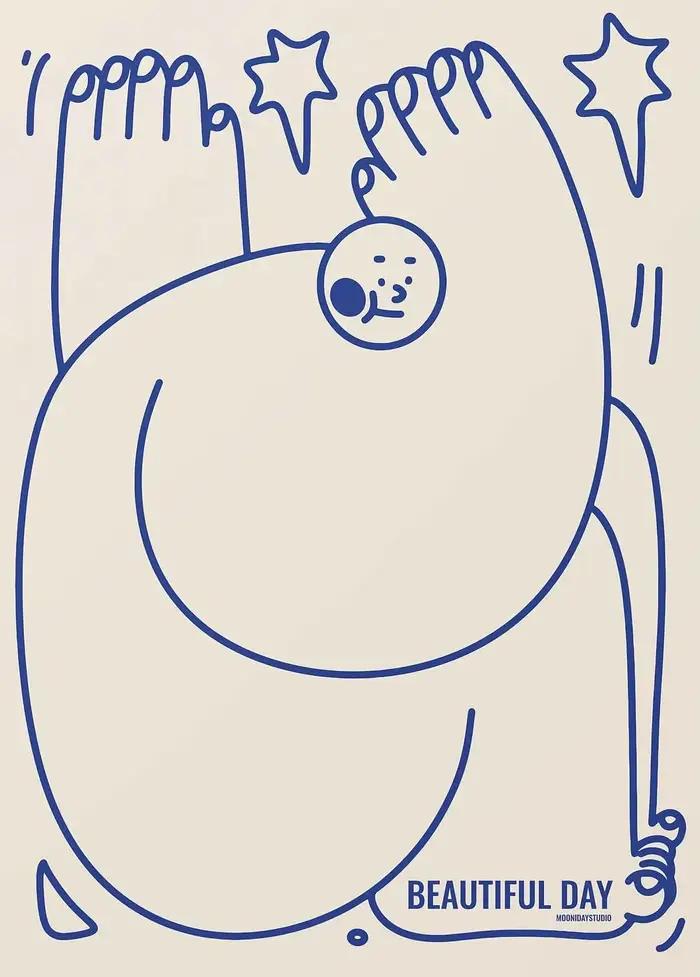 Affiche d'art bohème minimaliste avec motif de sourire de dessin animé, toile, décoration murale mod