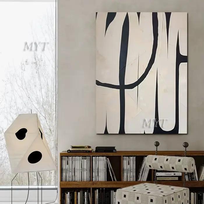 Peinture abstraite texturée de style simple, noir et blanc, pièce maîtresse faite à la main 100%, dé