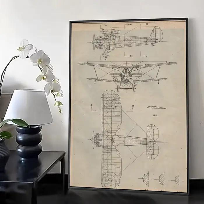 Affiche sur la structure d'un avion Boeing, esthétique contemporaine, art sur papier PP, décoration 