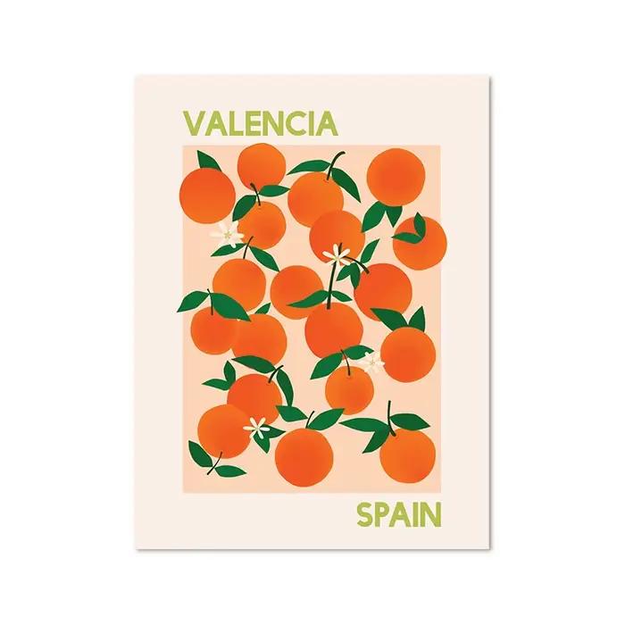 Affiches imprimées d'art de cuisine, marché de fruits, citron, aucune orange, formage, peinture sur 