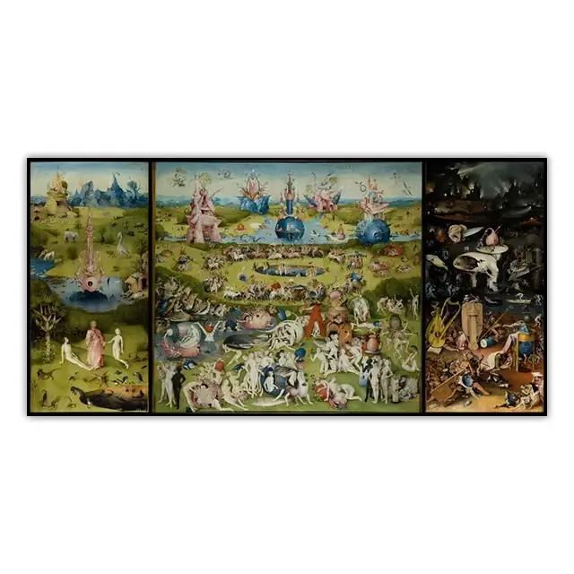 Hieronymus Bosch-Affiche de Peinture sur Toile, Tableau d'Art Mural, Décor de Maison, Le Jardin des 
