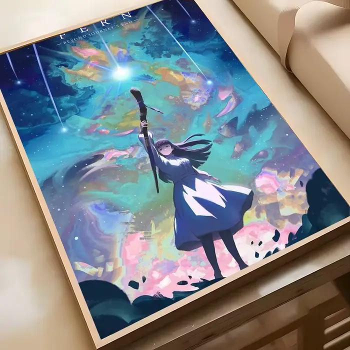 Affiche de dessin animé f-freren au-delà des voyages fin-mt, peinture artistique avec imprimés, déco