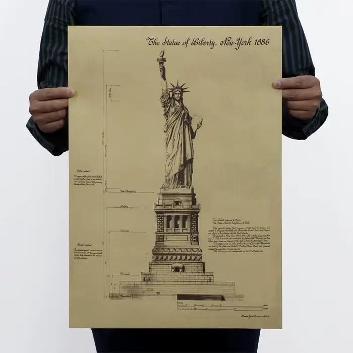 Bar décor à la maison Vintage la Statue de la liberté à New York 1886 Design dessins affiche rétro p