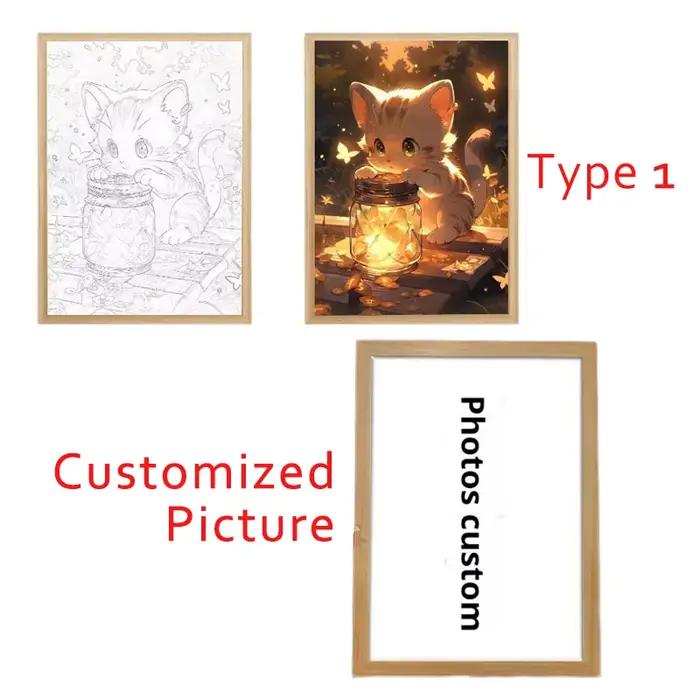 Cadre Photo LED personnalisé, cadeaux Surprise, peinture lumineuse, décoration A4, veilleuse lumineu