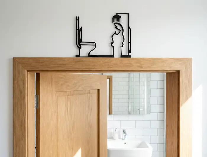 Panneau de porte de salle de bain en métal, décoration murale moderne et minimaliste pour douche, au