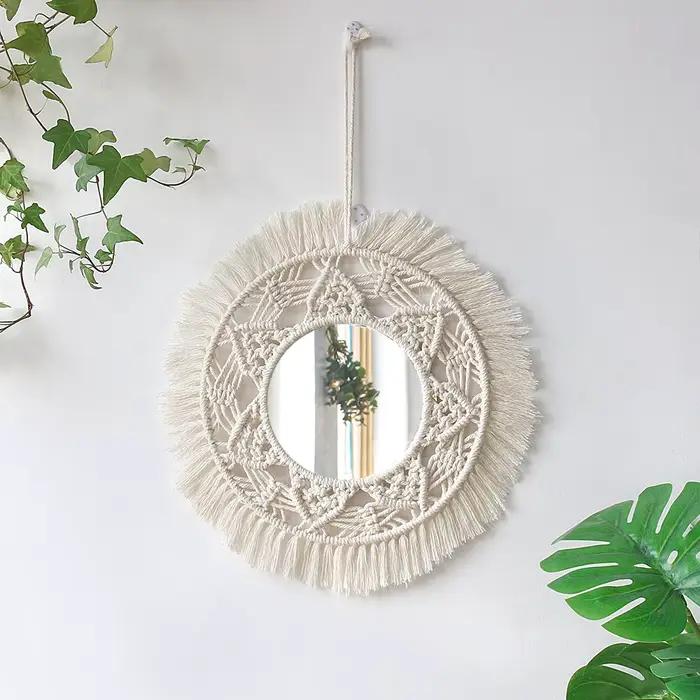 Miroir mural décoratif en macramé, style Boho, décoration de maison, maquillage, miroirs esthétiques