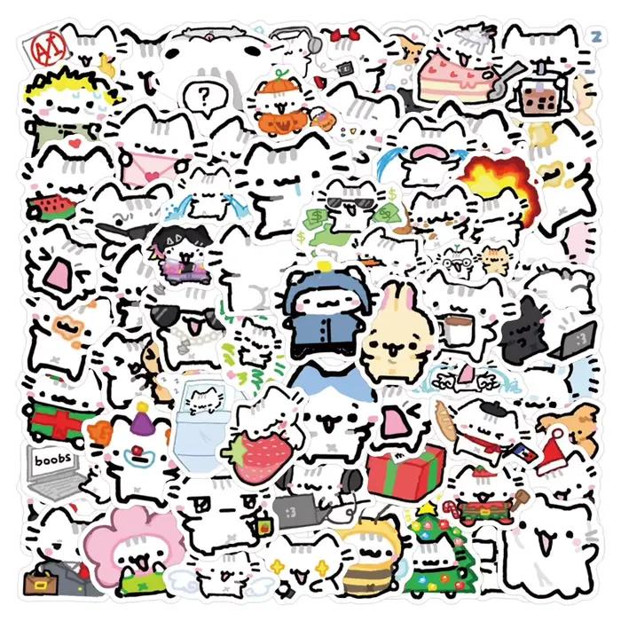 90 pièces mignon Pokky chat autocollants Kawaii Animal Meme Graffiti décalcomanies bagages ordinateu