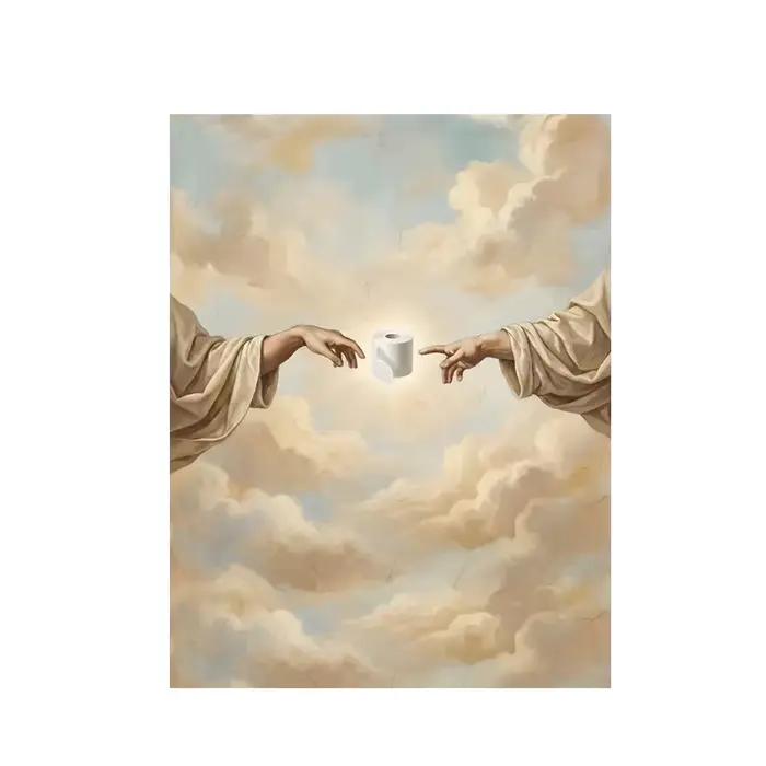 Impressions sur toile Michelangelo Toilet Paper, affiche d'humour artistique classique sur le thème 