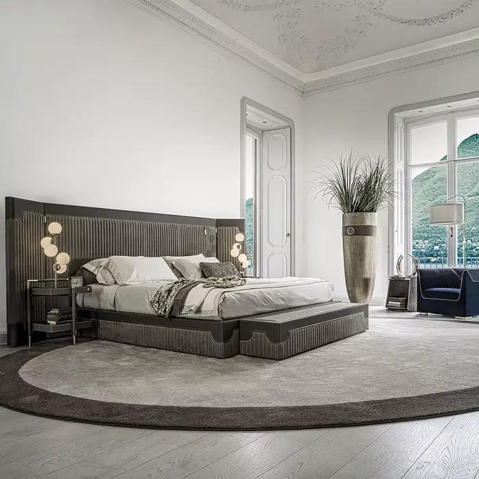 Fournisseur de meubles de luxe Villa en velours haut de gamme cadre de lit queen king size lit de lu