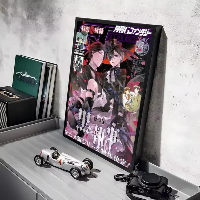 Affiche sur toile noire B-Butler, peinture d'anime, calligraphie, décoration murale pour chambre à c