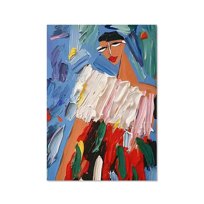 Mur de peintures à l'huile abstraites de femme, sans cadre, design épais en acrylique texturé, coute