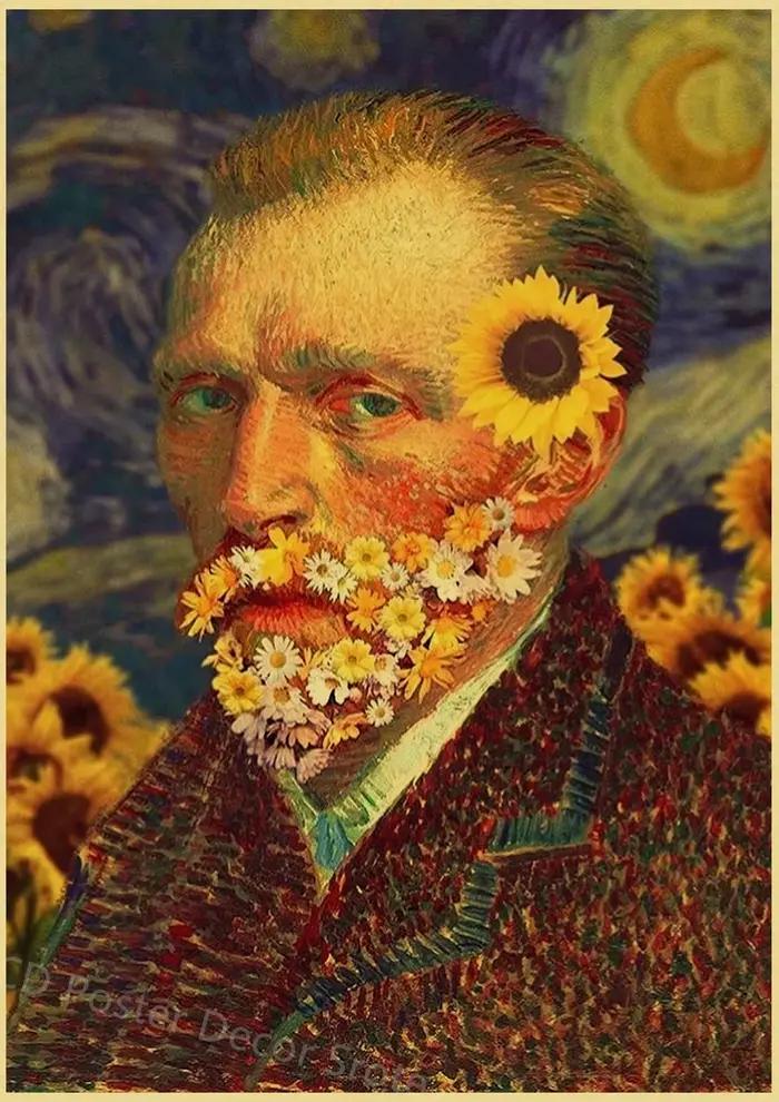 Affiche de Peinture à l'Huile Vintage en Papier Kraft, Grand Peintre, Vincent Van Gogh, Bricolage, p