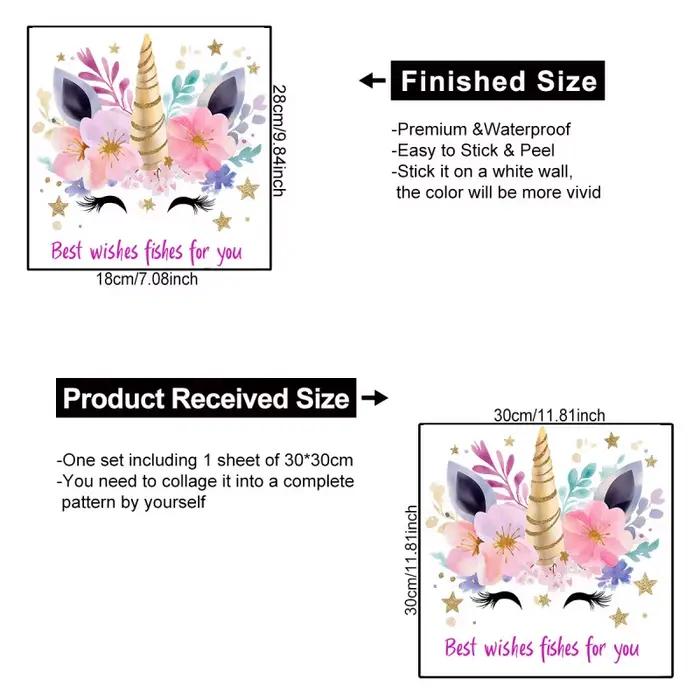 Autocollants muraux licorne pour enfants et filles, autocollants muraux poney pour chambre d'enfants