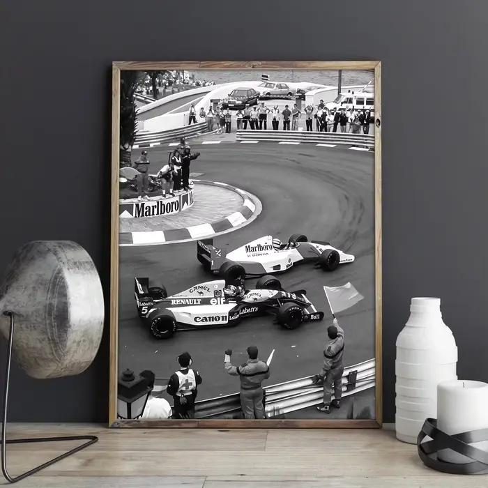 Peinture sur toile Vintage Monaco Grand Prix formule 1, affiche imprimée F1 noir et blanc pour salon