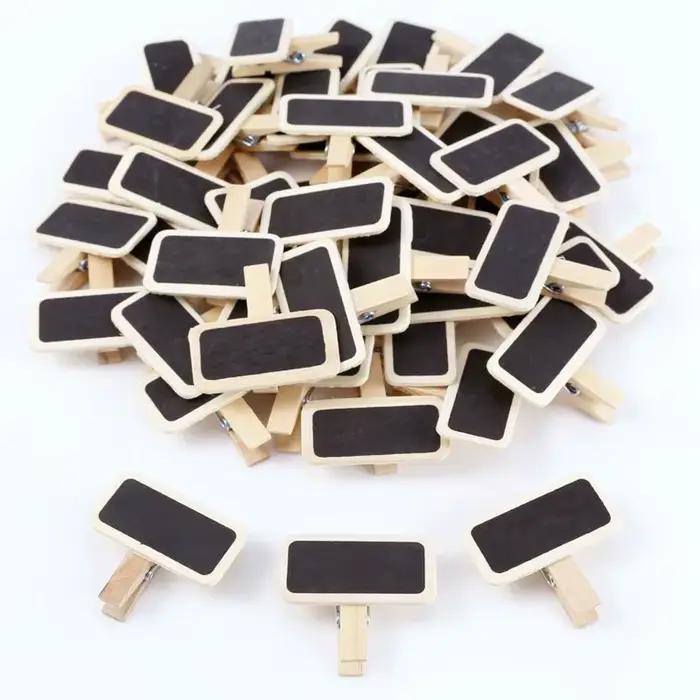 Mini tableau noir en bois pour messages, ardoise rectangulaire, clip, panneau, carte, mémos, étiquet