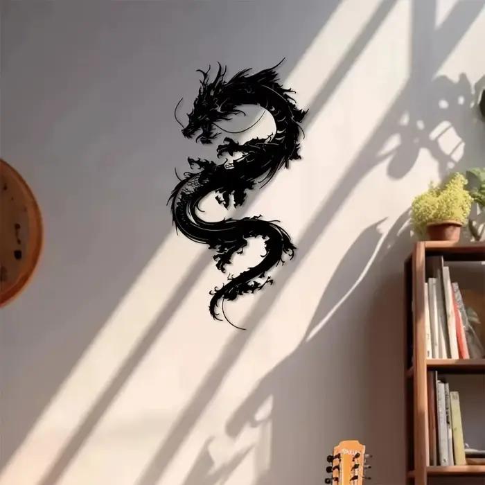 Art mural en métal Dragon Oriental, grande sculpture en fer pour la décoration de jardin extérieur, 