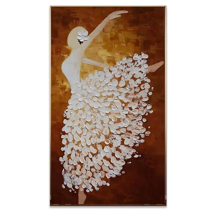 Danseur de ballet peint à la main peinture abstraite couteau à palette sur toile, art mural moderne 