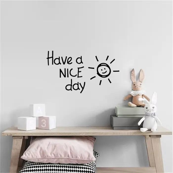 Autocollant mural en vinyle « Have a NICE Day Lovely Sun », décoration pour salon, chambre à coucher
