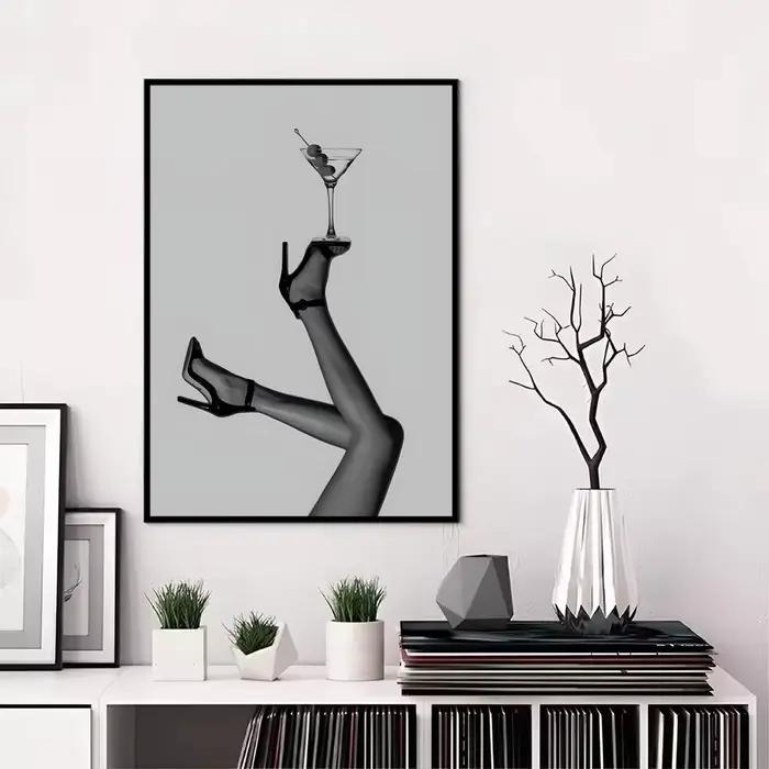 Affiche de luxe pour femmes, noir et blanc, autocollant Mural décoratif moderne pour salon, affiche 