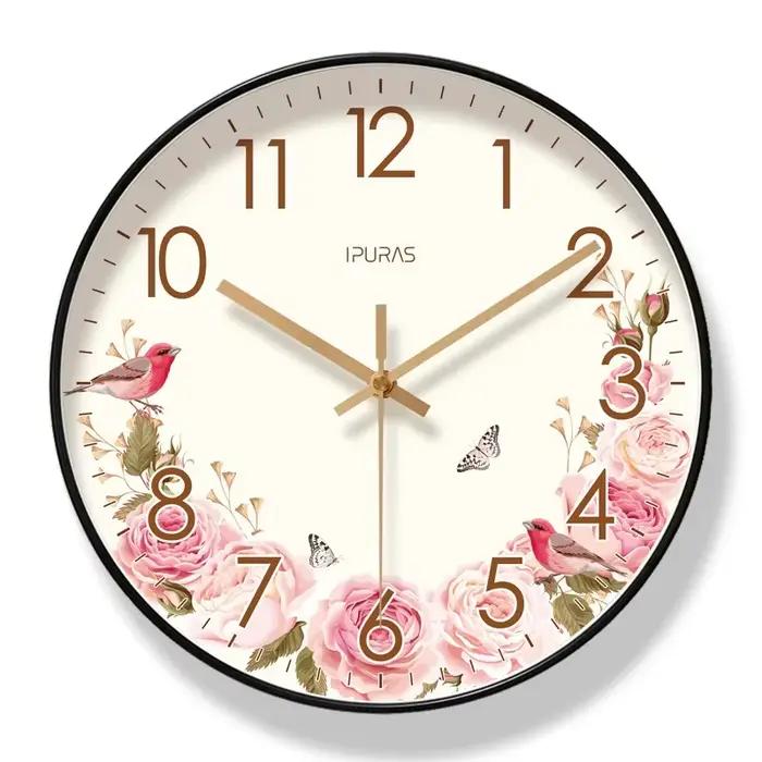 Horloge murale tournesol pour salon, mode pastorale simple, décoration d'intérieur, deuxième balayag