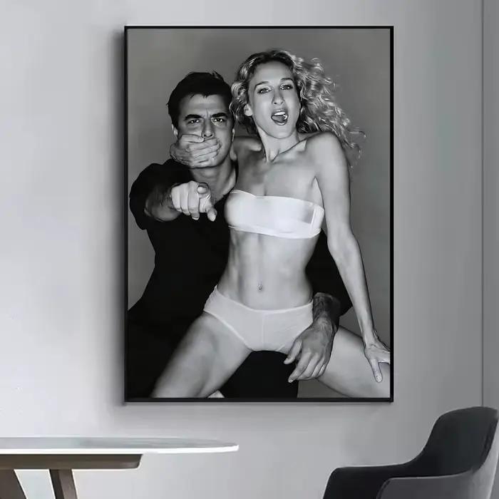 S-Sex and the City - Affiche encadrée sur toile de Carrie et Mr Big, impression d'art mural pour déc