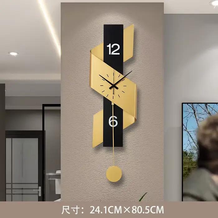 Horloge Murale Créative à Pendule, Grande Horloge Murale en Métal de Luxe pour Cuisine, Décoration S