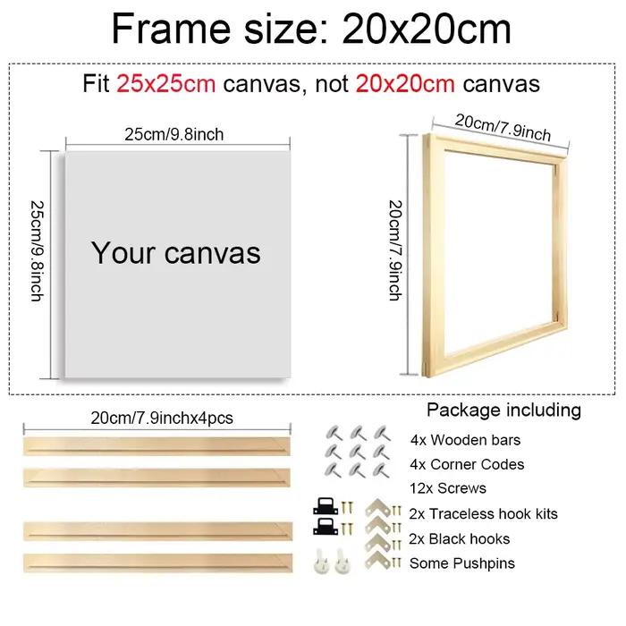 Cadre d'images carré en bois naturel, bricolage, pour toile murale 30x30 40x40, peinture diamant, gr