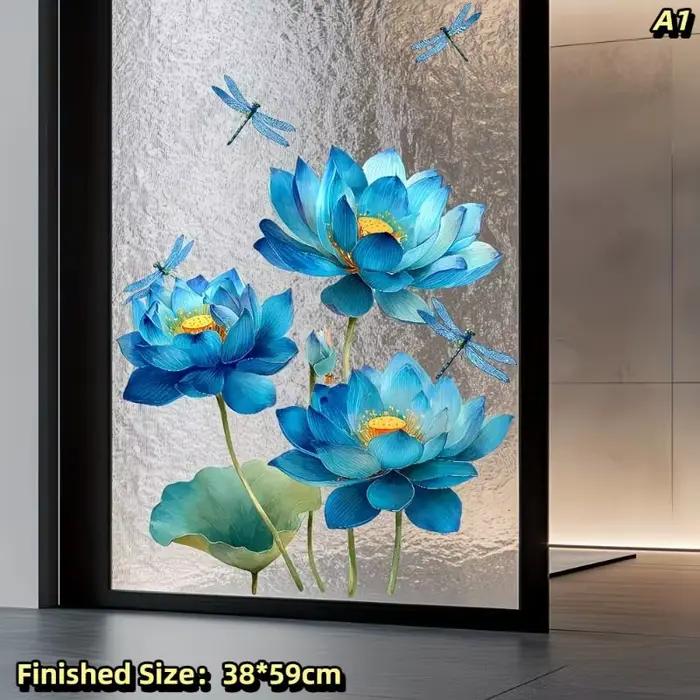 Autocollant mural en verre motif plante verte, fleurs, pour salle de bain, douche, décoration d'inti