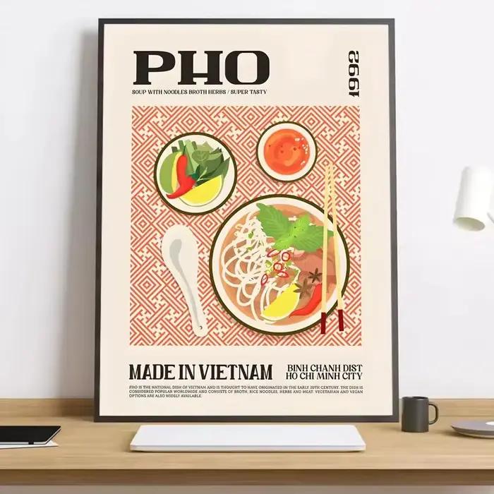 Peinture alimentaire traditionnelle rétro japonaise et coréenne, calligraphie HD, affiche sur toile,