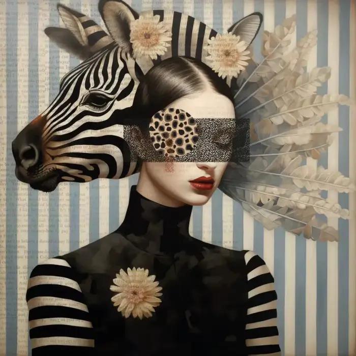 Belle femme avec des lunettes, affiches et imprimés de fleurs sur toile, peintures murales d'art mod