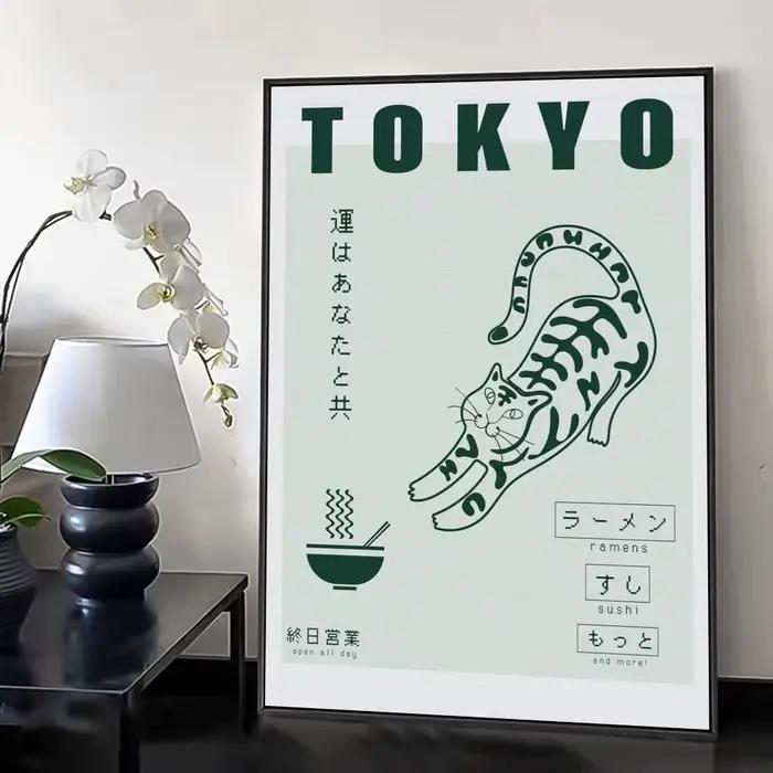 Toile de calligraphie de peinture de Style japonais Vintage, décor artistique mural de maison, affic
