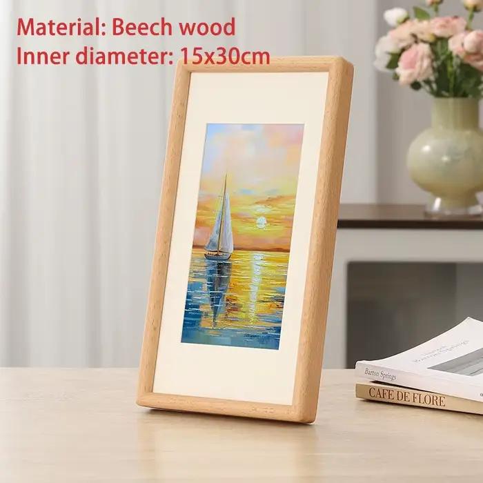 Cadre photo rectangulaire en bois massif, élégant pour la présentation sur bureau, 15x30cm/20x40cm, 