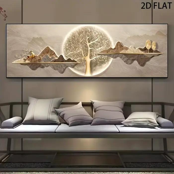 Une peinture décorative haut de gamme de style nordique moderne et minimaliste, avec un fond de lune
