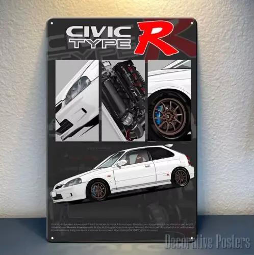 Affiche métallique de voiture type-r, panneau en étain 20x30cm-aluminium