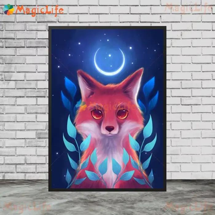Affiches d'animaux sauvages de forêt de dessin animé, images murales de lune pour pépinière, décor d