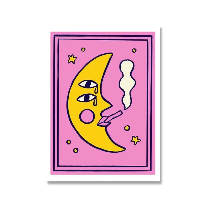 Peinture sur toile 2D, affiche de dessin animé chat, poisson, bélier, impression abstraite, corps, l