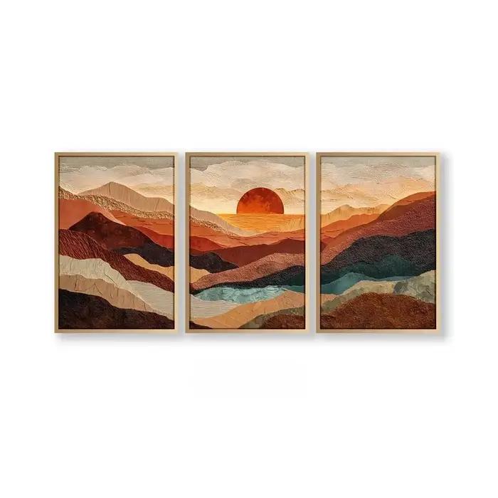 Peinture sur toile sans cadre, 3 pièces, art mural moderne sur le thème de la plage, art naturel pou