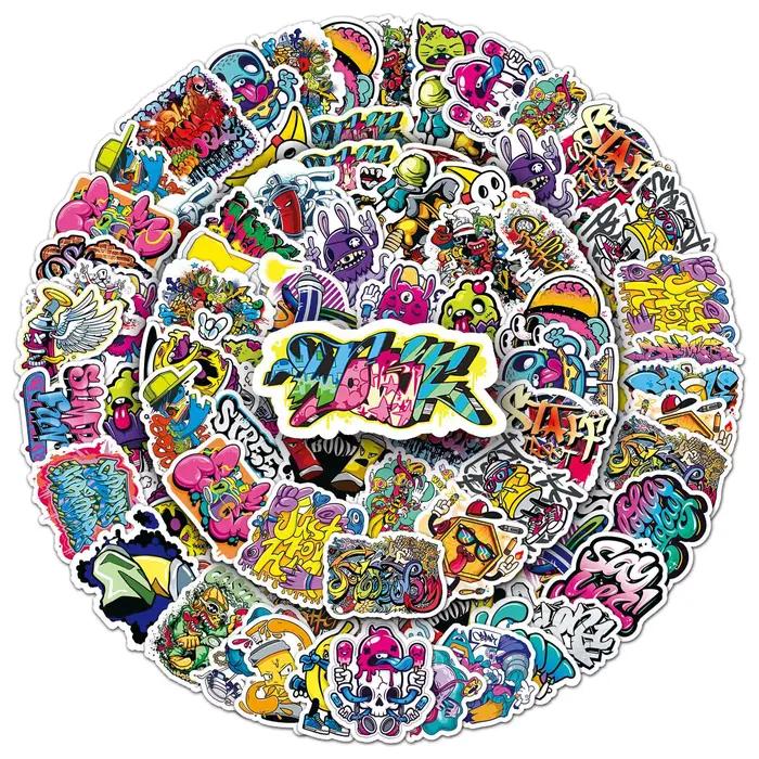50 autocollants graffiti street art pour ordinateurs portables, téléphones, skateboards, bagages, as